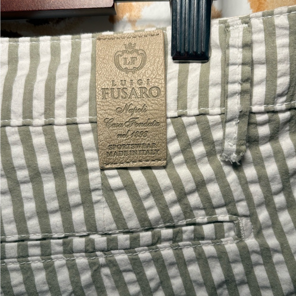Luigi Fascaro Striped Kids Shorts in Tan & White Classic Made in Italy Size 15 - Picture 6 of 7